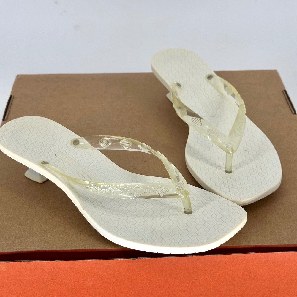 Sigerson Morrison White Thong Flip Flop Jelly Kitten Low Heel Sandals Jelly 37
